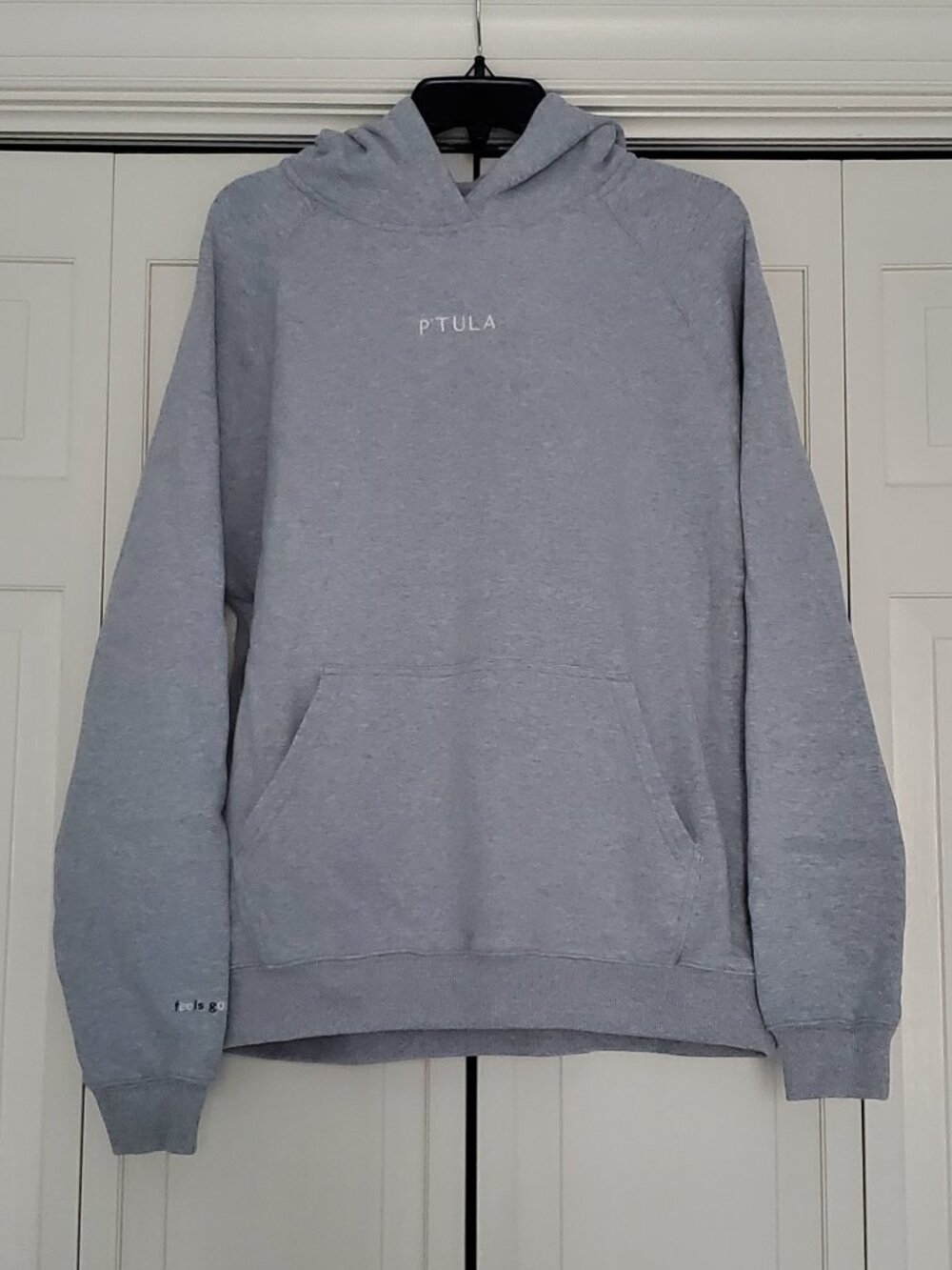 P'TULA "Feels Good" Club Fleece Pullover Hoodie Grey Unisex Small